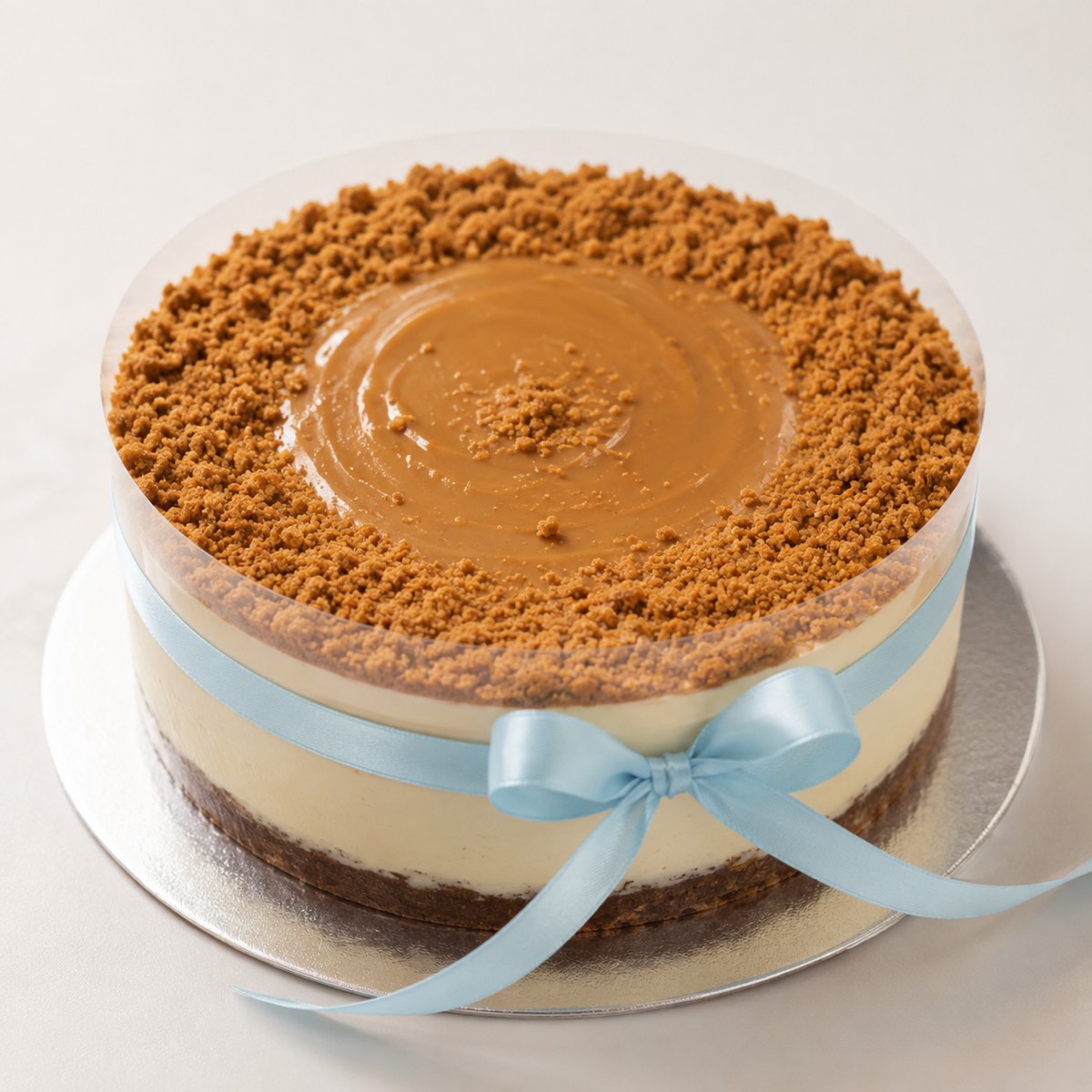 Basque Cheesecake with a caramel top and biscuit crumb
